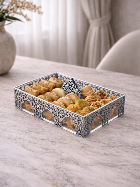 علبه لرمضان بديزاين فضي 30x20x7 cm