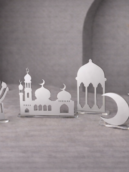 طقم أشكال رمضان فضي مطفي 6 قطع