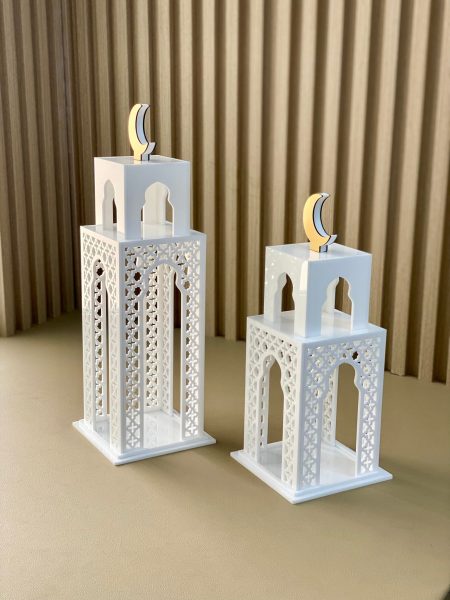 White minarets set of 2

heights 35 / 30 cm
