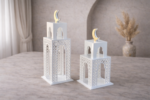 White minarets set of 2 heights 35 / 30 cm