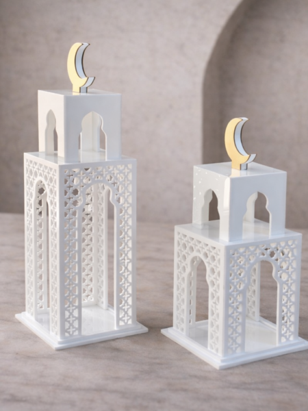 White minarets set of 2

heights 35 / 30 cm