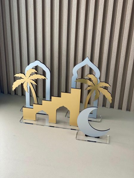 Ramadan table stands  set ( 4 pieces)
double face colour
front colour gold or silver
back colour black