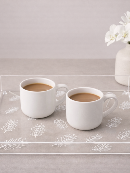 صينيه اكريليك مربعه مع تصميم ورق شجر ناعم 30x30 cm