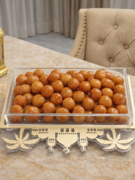 صينيه النخيل الذهبي مع علبه 34x32 cm