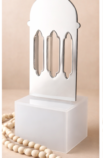 ستاند الفانوس فضي ميرور 13x40 cm