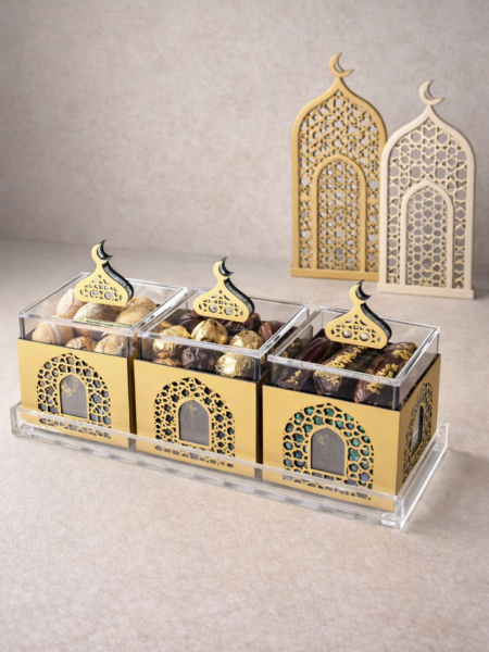 Elegant tray with boxes for ramadan sweets & nuts