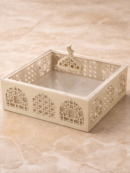 علبه لضيافه رمضان لون بيج 20x20x5 cm